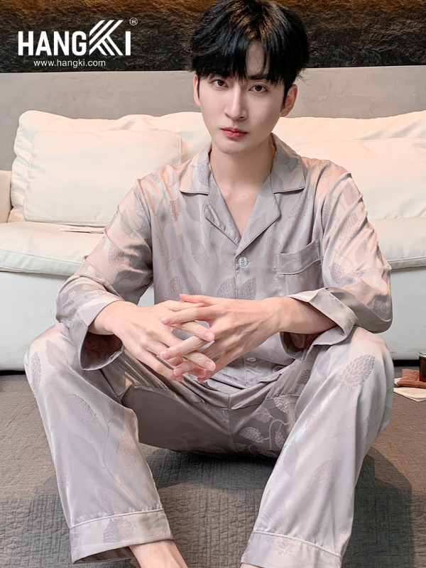 TD303 - Đồ Ngủ Pijama Nam Tay Dài Quần Dài Lụa