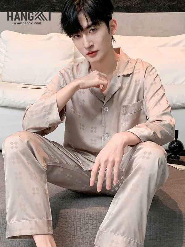 TD304 - Đồ Ngủ Pijama Nam Tay Dài Quần Dài Lụa