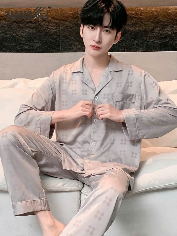 TD304 - Đồ Ngủ Pijama Nam Tay Dài Quần Dài Lụa