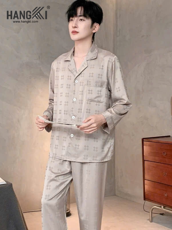 TD304 - Đồ Ngủ Pijama Nam Tay Dài Quần Dài Lụa