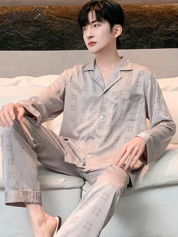 TD304 - Đồ Ngủ Pijama Nam Tay Dài Quần Dài Lụa