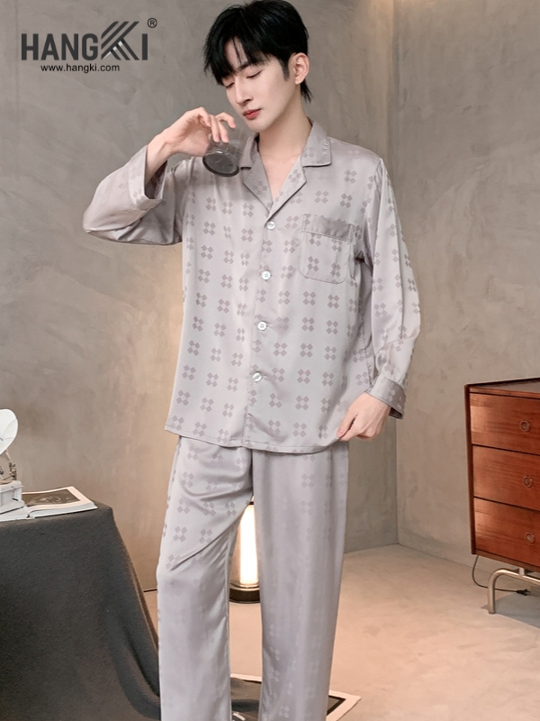 TD304 - Đồ Ngủ Pijama Nam Tay Dài Quần Dài Lụa