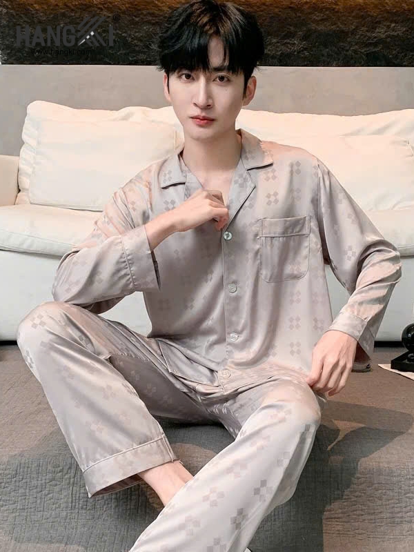 TD304 - Đồ Ngủ Pijama Nam Tay Dài Quần Dài Lụa