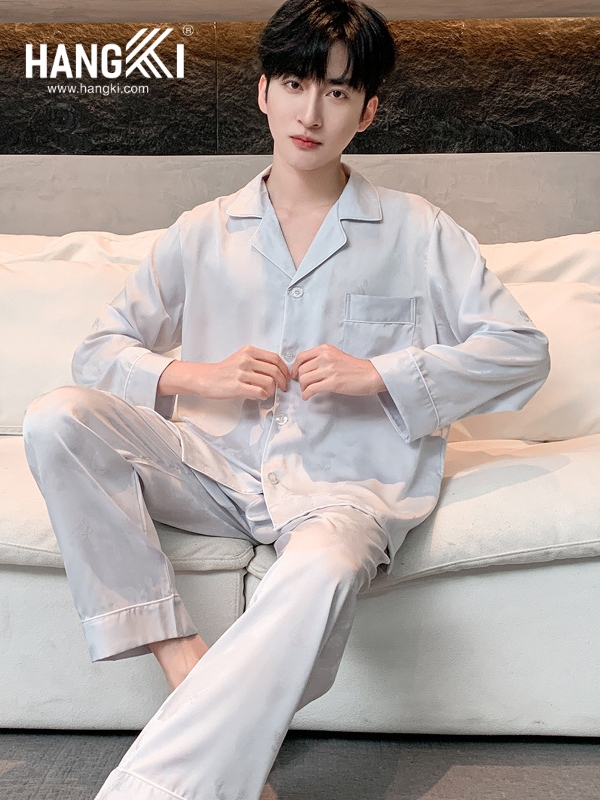 TD305 - Đồ Ngủ Pijama Nam Tay Dài Quần Dài Lụa