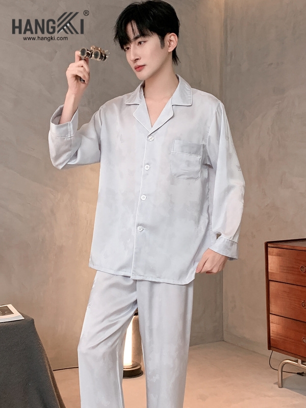TD305 - Đồ Ngủ Pijama Nam Tay Dài Quần Dài Lụa