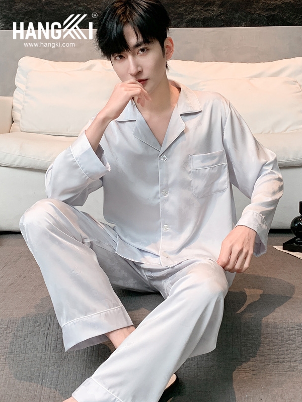 TD305 - Đồ Ngủ Pijama Nam Tay Dài Quần Dài Lụa