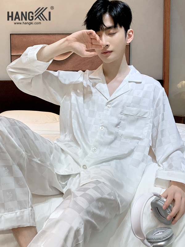 TD306 - Đồ Ngủ Pijama Nam Tay Dài Quần Dài Lụa