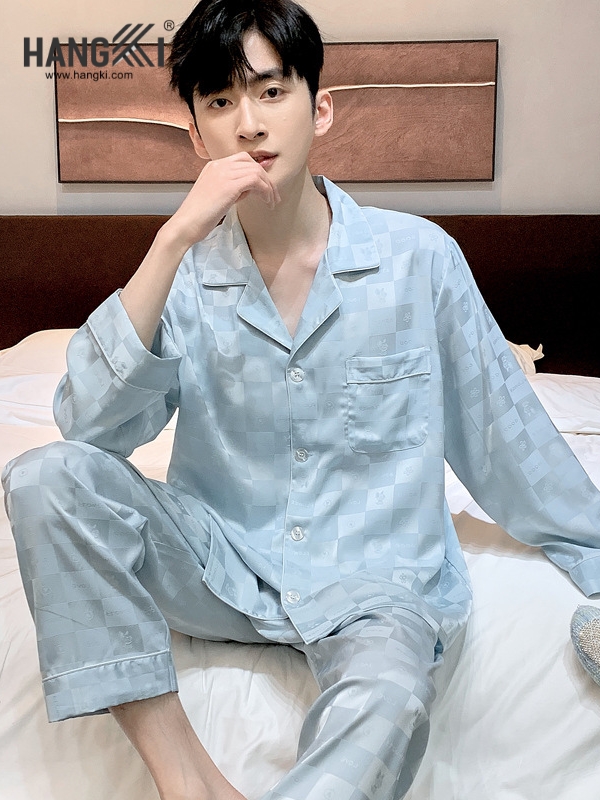 TD306 - Đồ Ngủ Pijama Nam Tay Dài Quần Dài Lụa