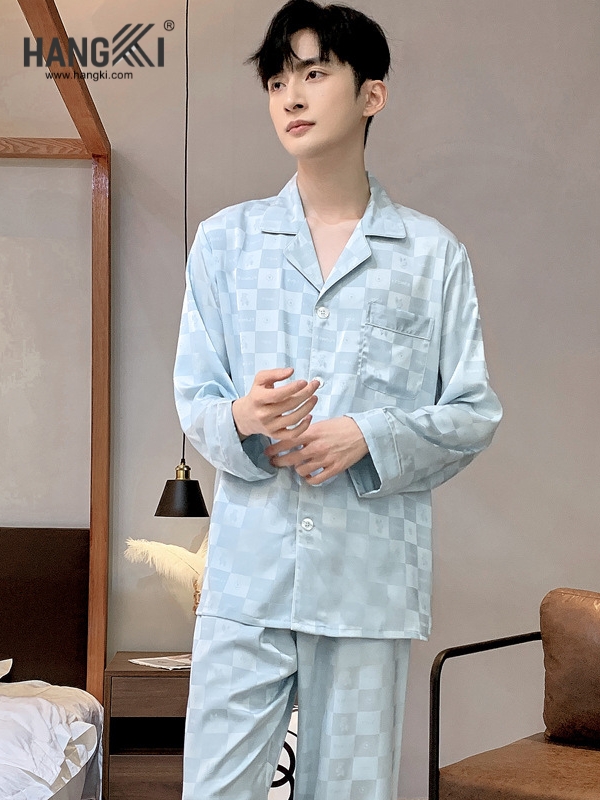 TD306 - Đồ Ngủ Pijama Nam Tay Dài Quần Dài Lụa