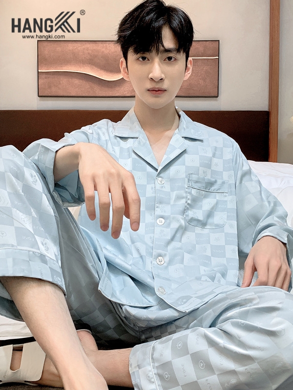TD306 - Đồ Ngủ Pijama Nam Tay Dài Quần Dài Lụa