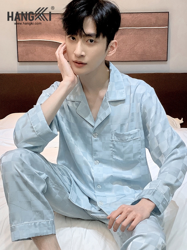 TD306 - Đồ Ngủ Pijama Nam Tay Dài Quần Dài Lụa