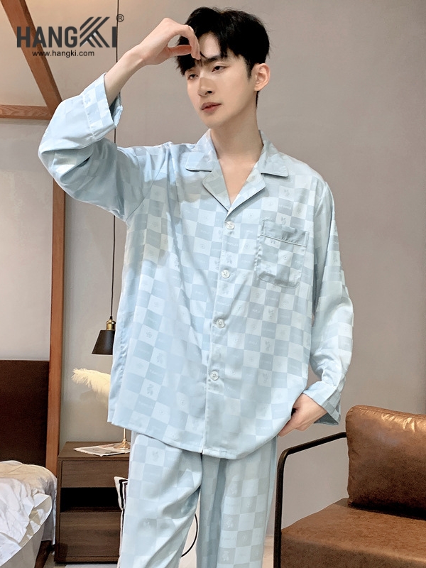 TD306 - Đồ Ngủ Pijama Nam Tay Dài Quần Dài Lụa