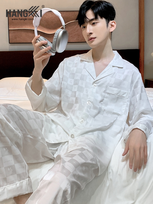 TD306 - Đồ Ngủ Pijama Nam Tay Dài Quần Dài Lụa