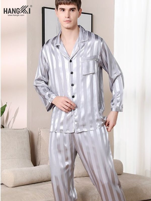 TD31 - Đồ Ngủ Pijama Nam Tay Dài Quần Dài Lụa