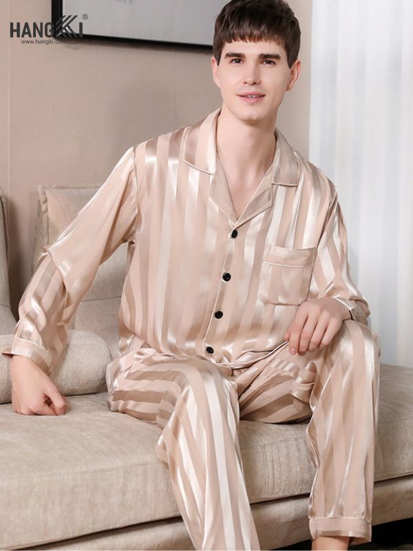 TD31 - Đồ Ngủ Pijama Nam Tay Dài Quần Dài Lụa