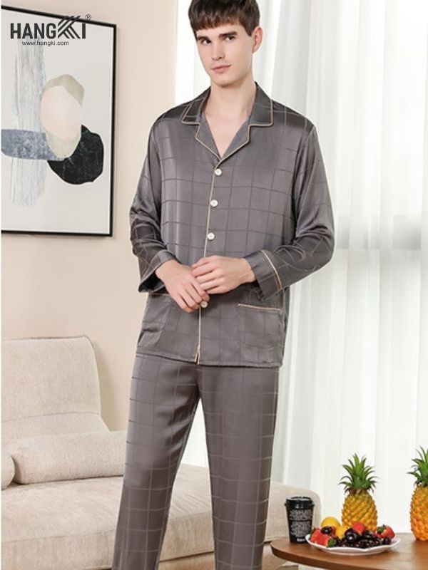 TD32 - Đồ Ngủ Pijama Nam Tay Dài Quần Dài Lụa