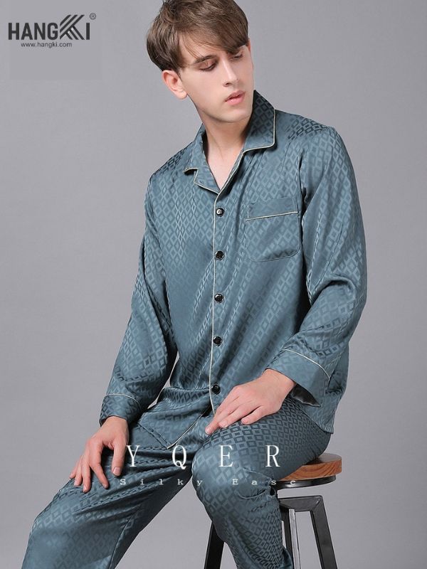 TD33 - Đồ Ngủ Pijama Nam Tay Dài Quần Dài Lụa
