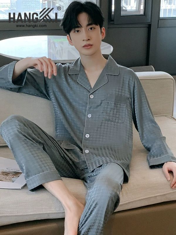 TD34 - Đồ Ngủ Pijama Nam Tay Dài Quần Dài Lụa