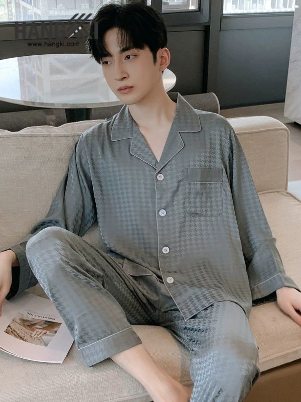 TD34 - Đồ Ngủ Pijama Nam Tay Dài Quần Dài Lụa