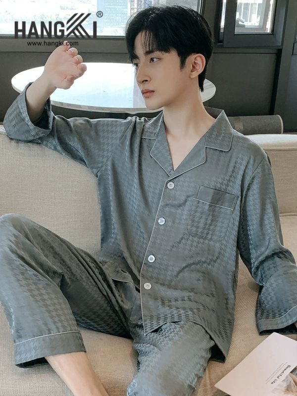 TD34 - Đồ Ngủ Pijama Nam Tay Dài Quần Dài Lụa