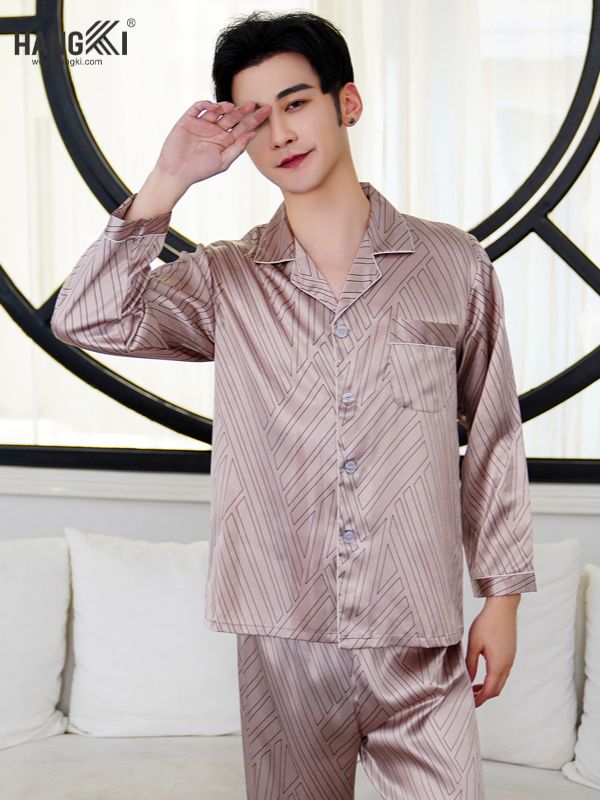 TD36 - Đồ Ngủ Pijama Nam Tay Dài Quần Dài Lụa