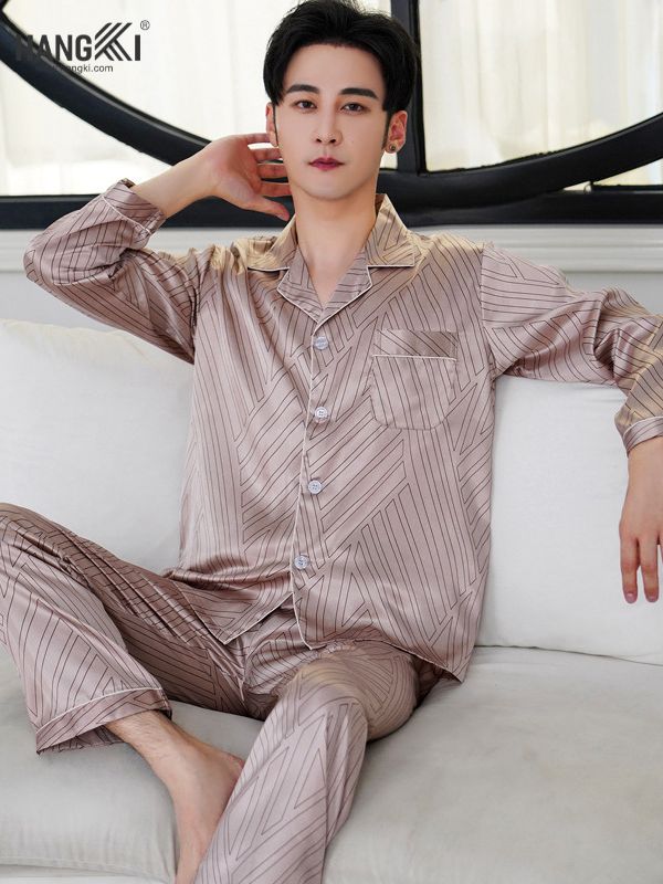 TD36 - Đồ Ngủ Pijama Nam Tay Dài Quần Dài Lụa