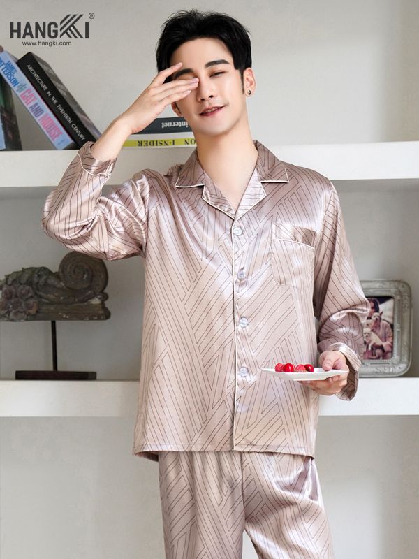 TD36 - Đồ Ngủ Pijama Nam Tay Dài Quần Dài Lụa