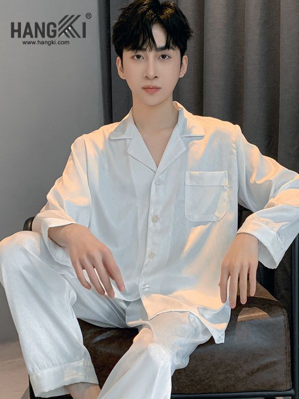 TD37 - Đồ Ngủ Pijama Nam Tay Dài Quần Dài Lụa