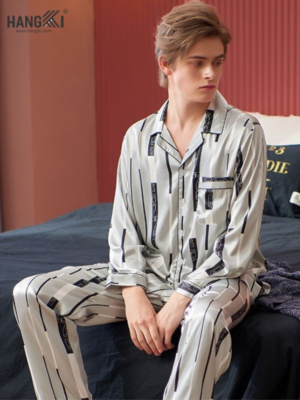 TD38 - Đồ Ngủ Pijama Nam Tay Dài Quần Dài Lụa