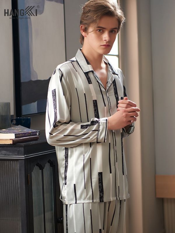 TD38 - Đồ Ngủ Pijama Nam Tay Dài Quần Dài Lụa