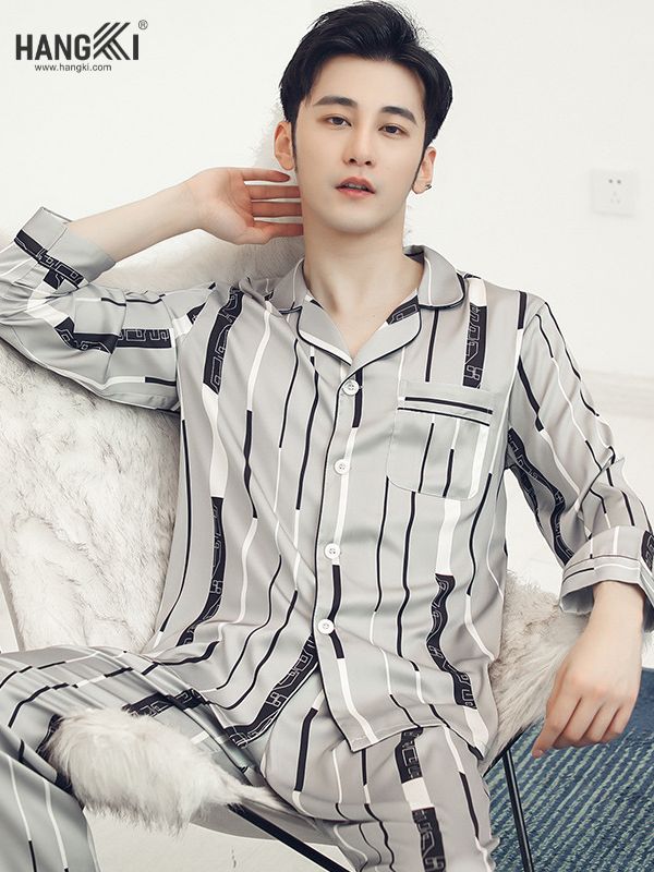 TD38 - Đồ Ngủ Pijama Nam Tay Dài Quần Dài Lụa