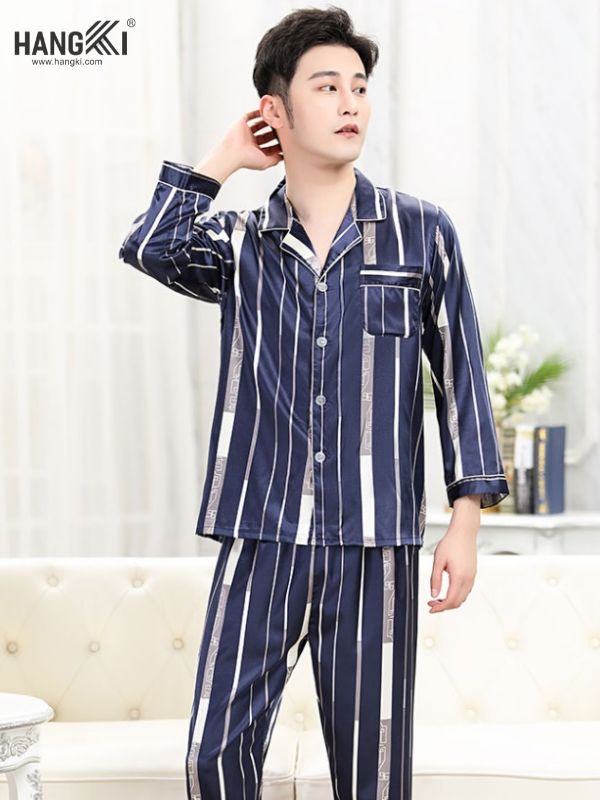 TD38 - Đồ Ngủ Pijama Nam Tay Dài Quần Dài Lụa