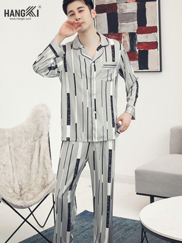 TD38 - Đồ Ngủ Pijama Nam Tay Dài Quần Dài Lụa