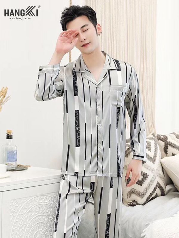 TD38 - Đồ Ngủ Pijama Nam Tay Dài Quần Dài Lụa