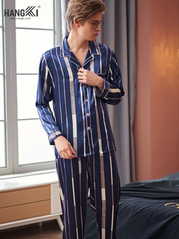 TD38 - Đồ Ngủ Pijama Nam Tay Dài Quần Dài Lụa