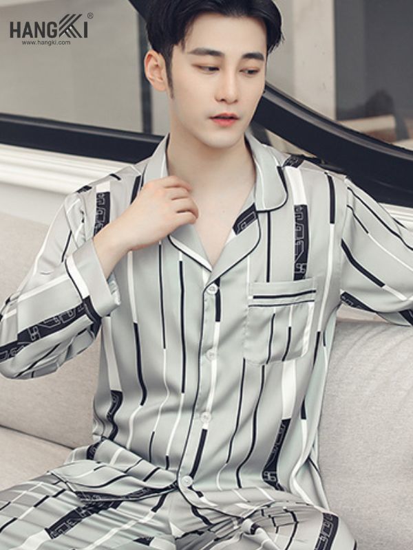 TD38 - Đồ Ngủ Pijama Nam Tay Dài Quần Dài Lụa