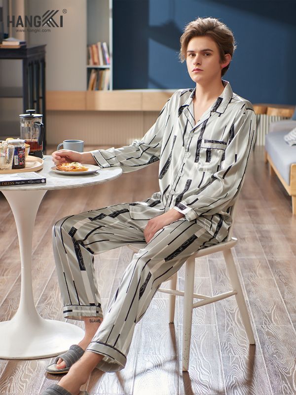 TD38 - Đồ Ngủ Pijama Nam Tay Dài Quần Dài Lụa
