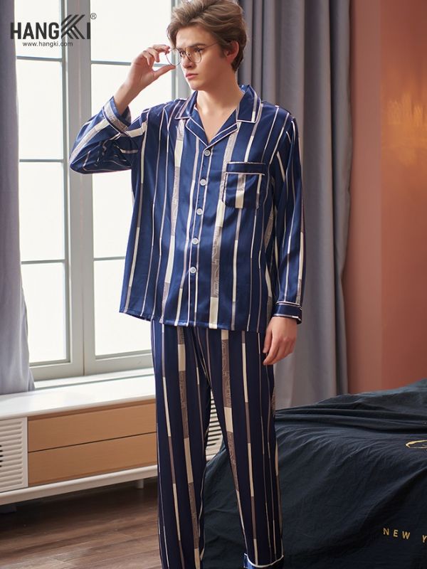 TD38 - Đồ Ngủ Pijama Nam Tay Dài Quần Dài Lụa