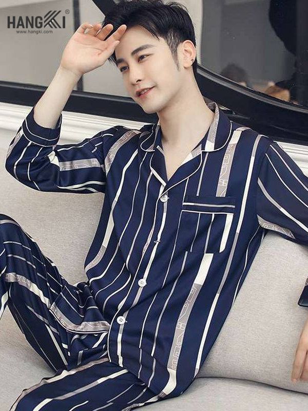 TD38 - Đồ Ngủ Pijama Nam Tay Dài Quần Dài Lụa