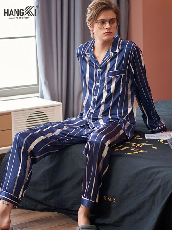TD38 - Đồ Ngủ Pijama Nam Tay Dài Quần Dài Lụa