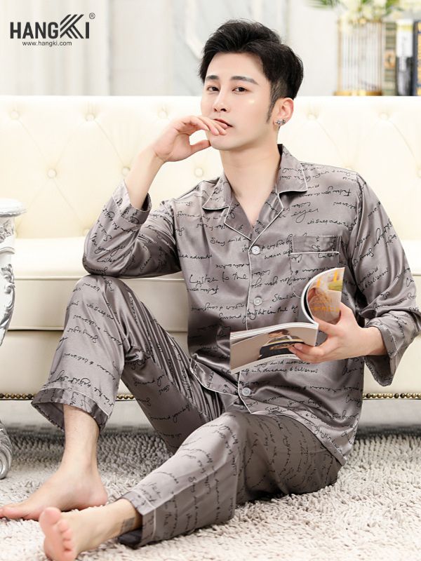 TD39 - Đồ Ngủ Pijama Nam Tay Dài Quần Dài Lụa