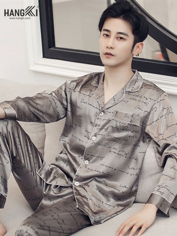 TD39 - Đồ Ngủ Pijama Nam Tay Dài Quần Dài Lụa