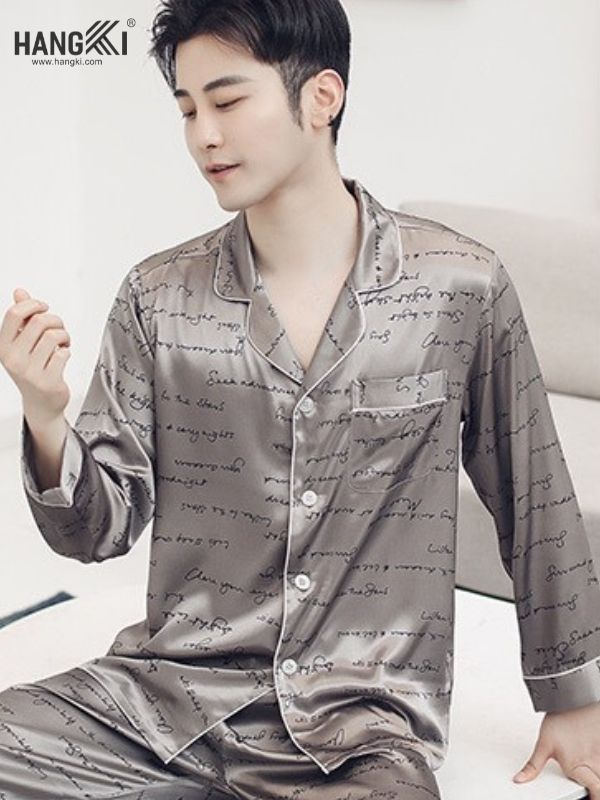 TD39 - Đồ Ngủ Pijama Nam Tay Dài Quần Dài Lụa