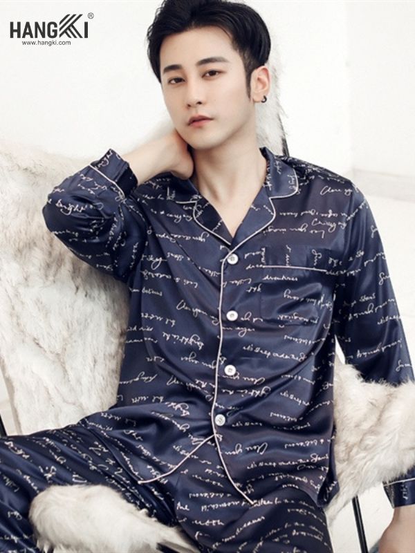TD39 - Đồ Ngủ Pijama Nam Tay Dài Quần Dài Lụa