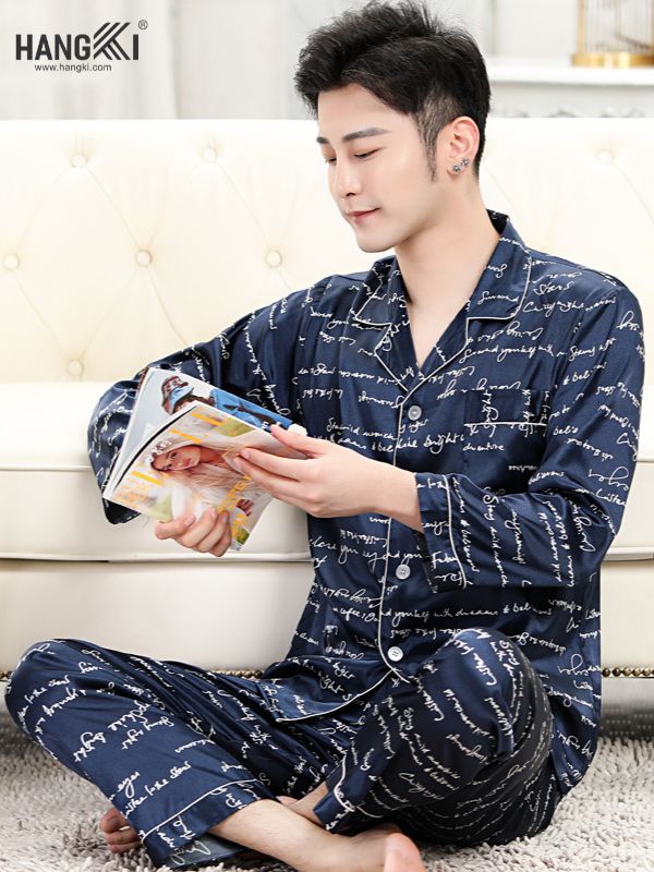 TD39 - Đồ Ngủ Pijama Nam Tay Dài Quần Dài Lụa