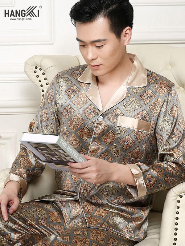 TD41 - Đồ Ngủ Pijama Nam Tay Dài Quần Dài Lụa