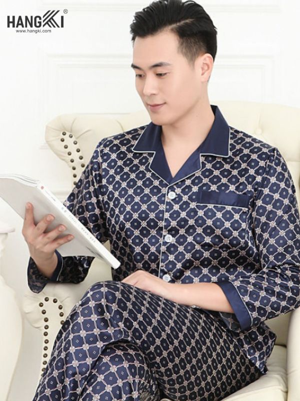 TD42 - Đồ Ngủ Pijama Nam Tay Dài Quần Dài Lụa