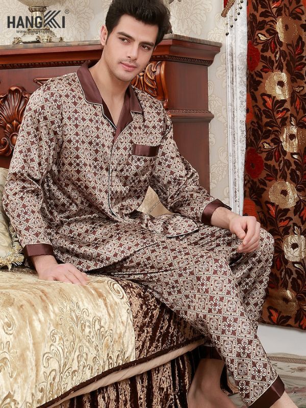 TD44 - Đồ Ngủ Pijama Nam Tay Dài Quần Dài Lụa