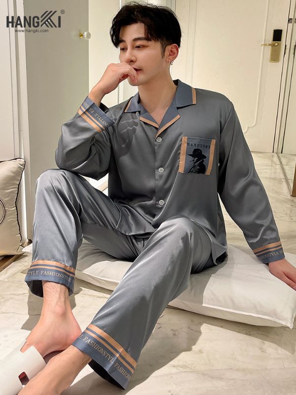TD79 - Đồ Ngủ Pijama Nam Tay Dài Quần Dài Lụa