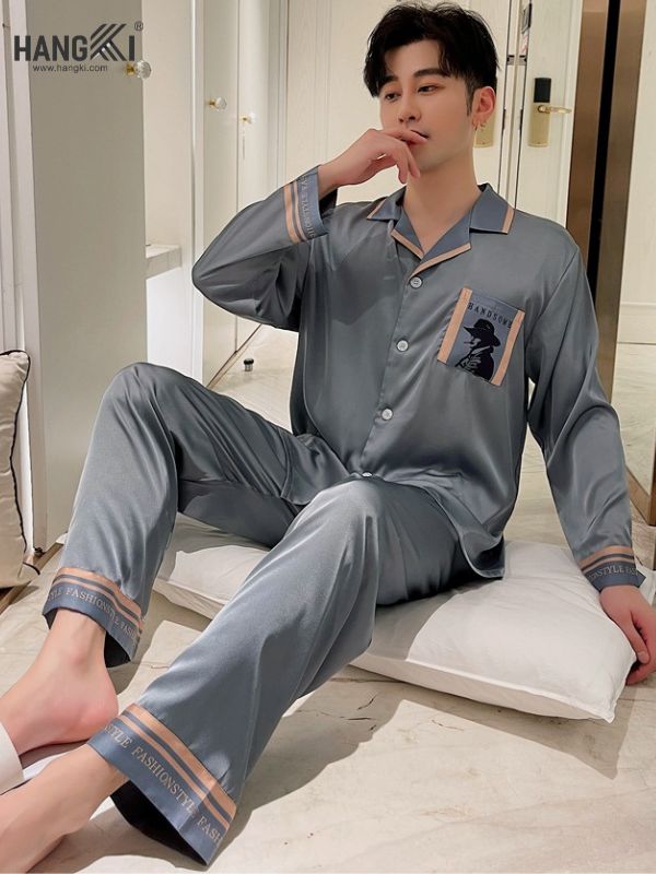 TD79 - Đồ Ngủ Pijama Nam Tay Dài Quần Dài Lụa